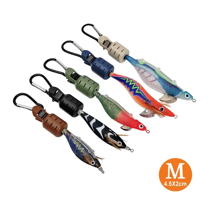 Kit protecteur 6 hameçons leurre calmar taille M, bouchon parapluie seiche avec mousqueton pour pêche à l'egi