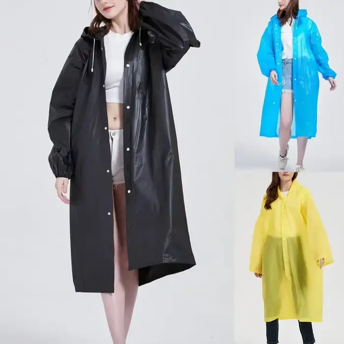 Veste de pluie unisexe EVA épaisse 145x68cm noir - Imperméable camping pêche randonnée