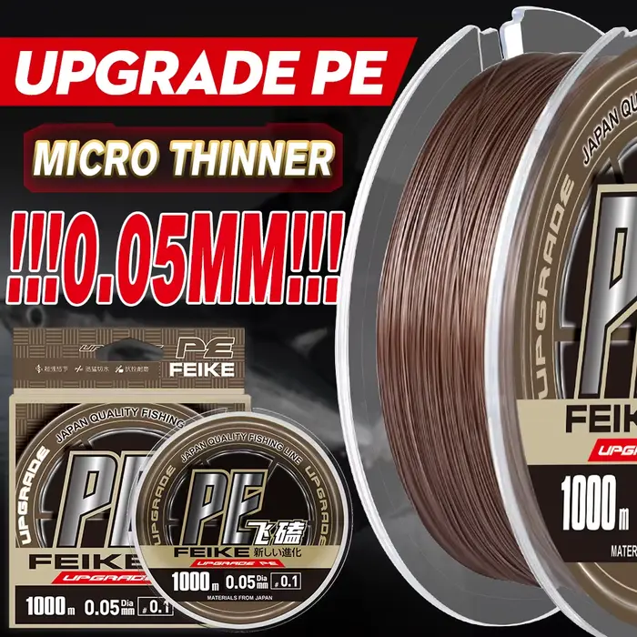 Ligne de Pêche PE Tressée Multifilament 0.05mm - 1000m pour Pêche en Mer, Carpe et Mouche