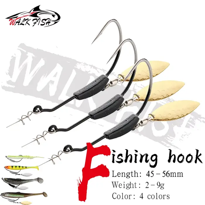 Leurre métal cuiller WALK FISH 3 à 9g avec hameçon offset anti-rotation et séquins pour pêche aux leurres