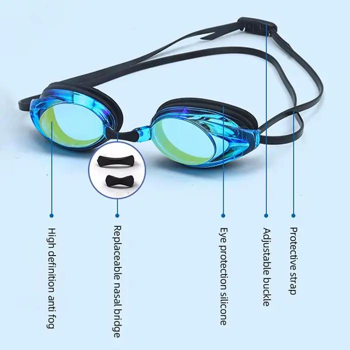Masque de natation professionnel unisexe anti-buée et protection UV pour adultes - étanche