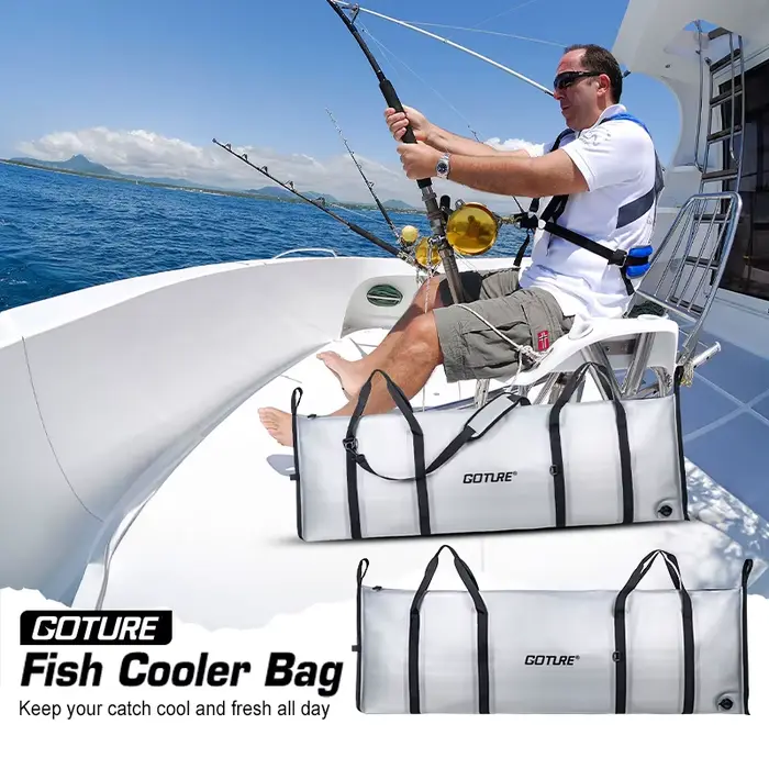 Sac isotherme Goture pour poissons vivants pêche en mer - Fraîcheur 72h étanche et pliable