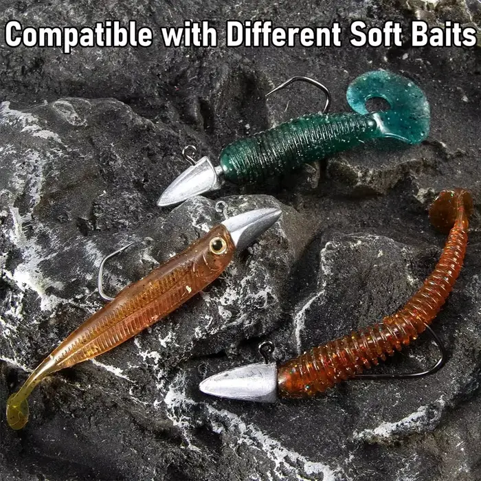 Tête de jig métallique 3.5g à 35g pour leurres souples - Hameçon sharp Texas Rig pêche carnassiers