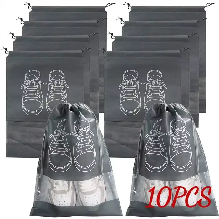 Lot 10 sacs rangement chaussures pêche non-tissé - Pochettes suspendues étanches transparentes voyage