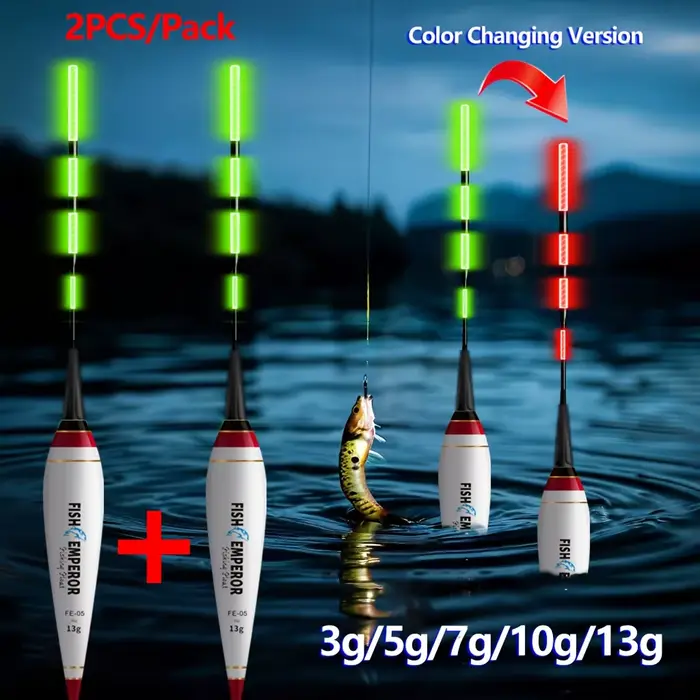 Flotteur électronique intelligent à changement de couleur - 2 pièces LED pour pêche carpe et rockfishing