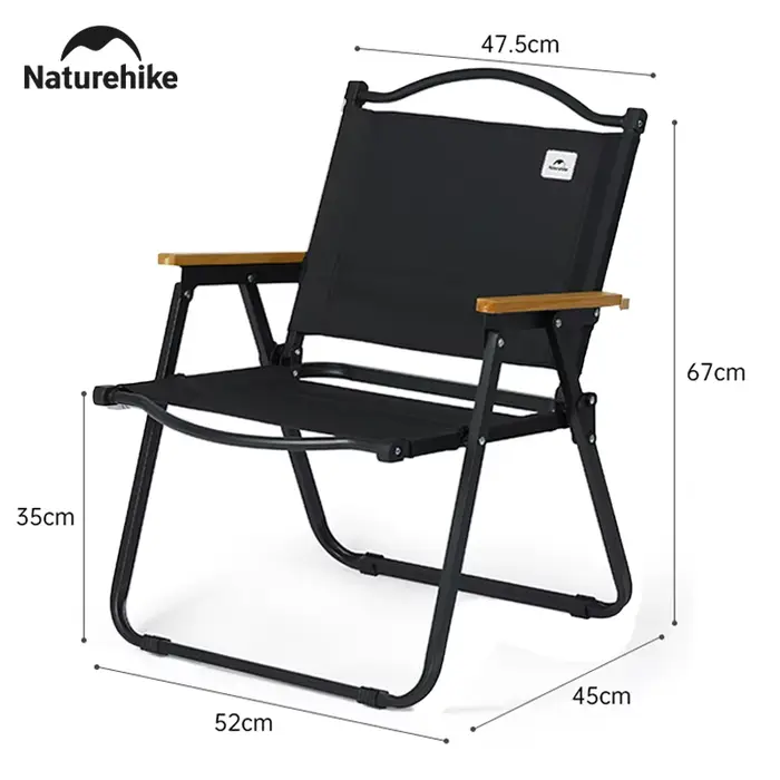Chaise pliante portable Naturehike pour pêche et camping - Siège bois haute capacité