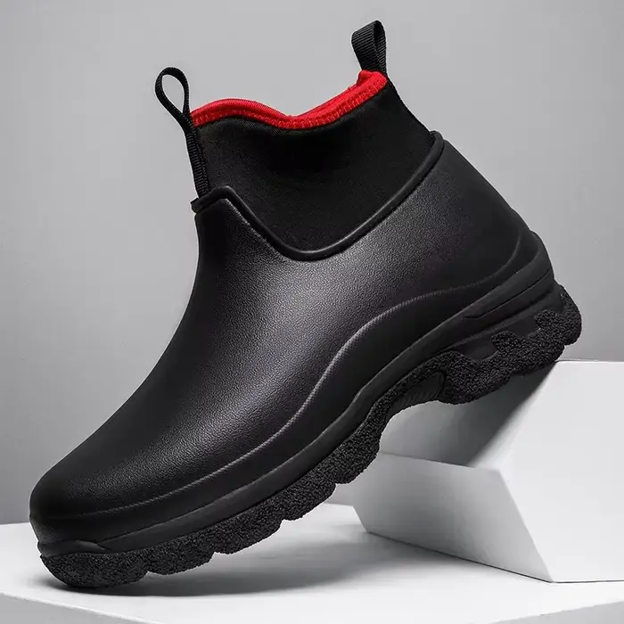 Chaussures de pluie homme semelle épaisse chef cuisine sport randonnée imperméables anti-dérapage résistantes