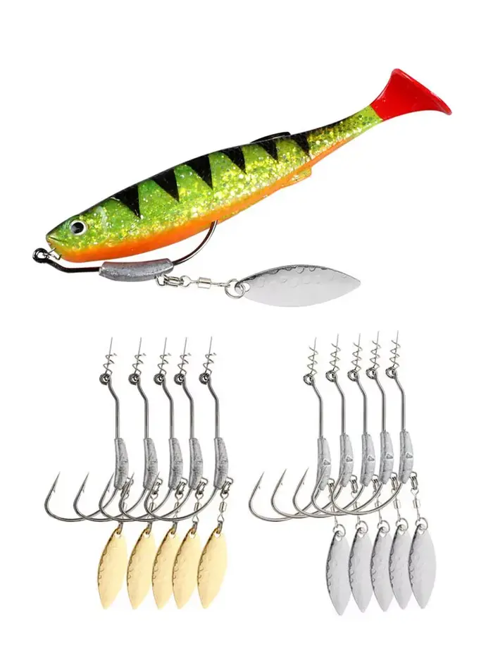 Têtes plombées 2G 3G 4G avec hameçons 10pcs pour pêche leurres souples - Matériel pêche