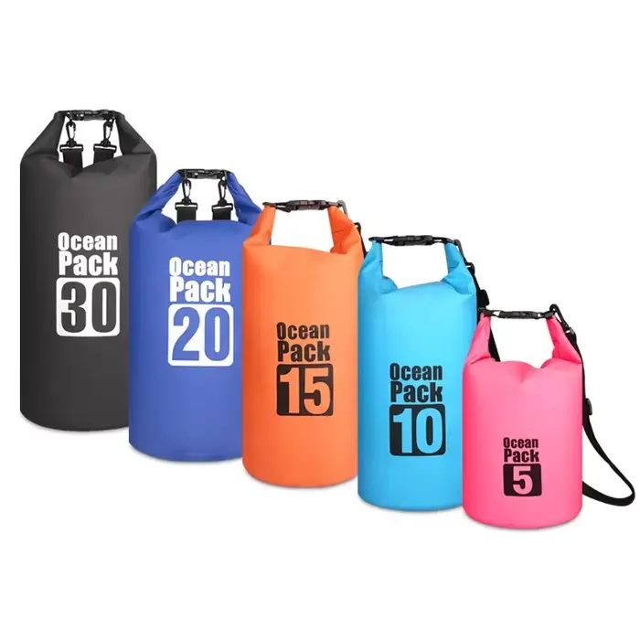 Sac étanche PVC 2L à 30L pêche kayak voile natation sport outdoor rangement équipement protection