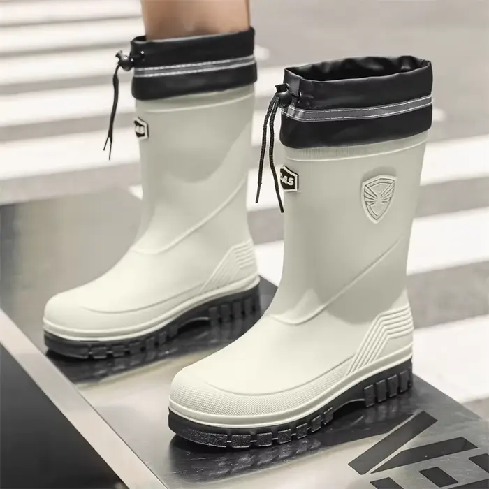 Bottes de pluie homme mi-mollet style allemand semelle épaisse pour pêche décontractée