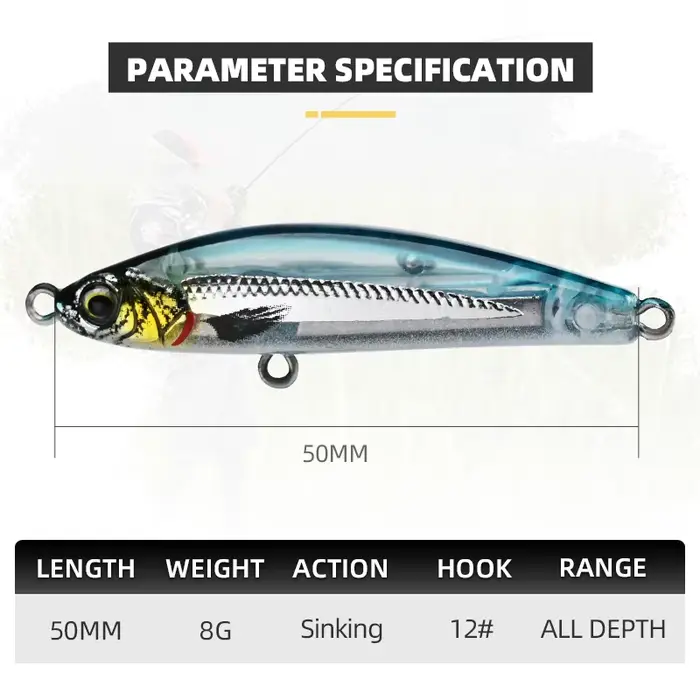 Leurre dur pêche en mer BLUX EXILE 50 8G, leurre sinking pencil stick appât minnow lipless