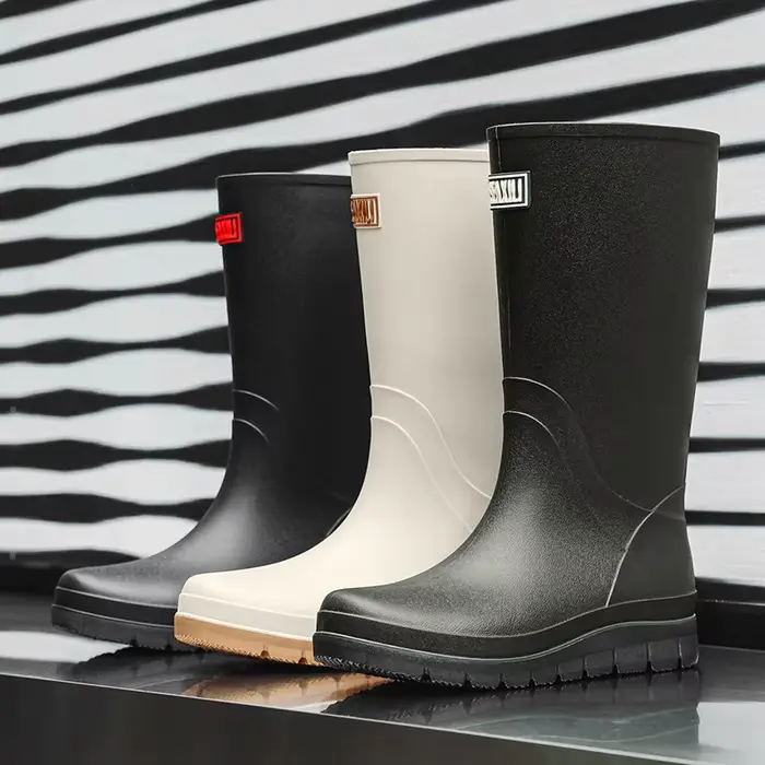 Bottes de pluie homme hautes épaisses antidérapantes PVC pour pêche toutes saisons