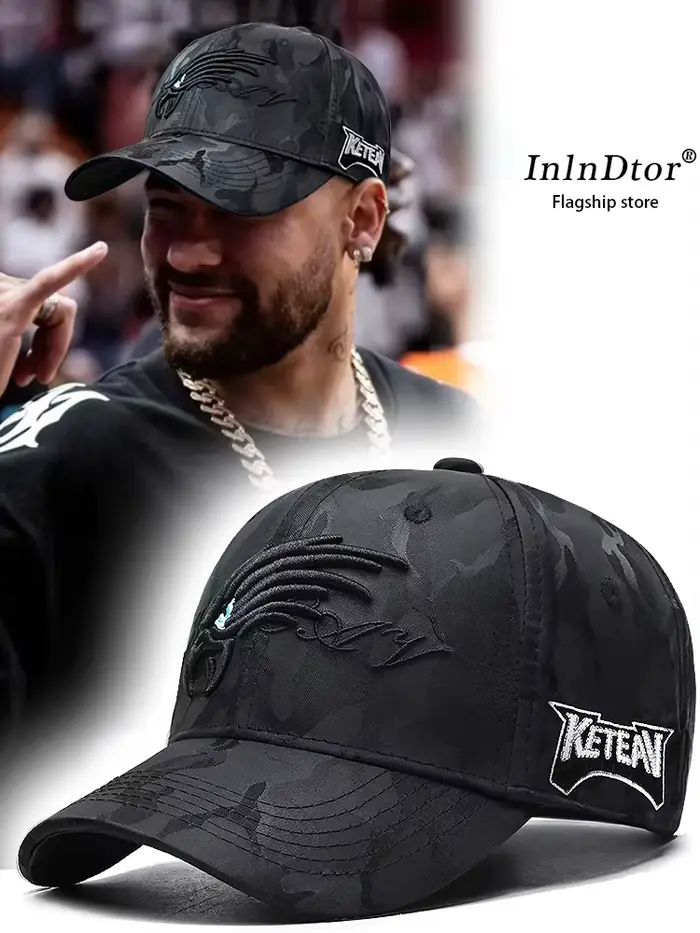 Casquette baseball camouflage brodée aigle hard top pour pêche streetwear hommes fashion