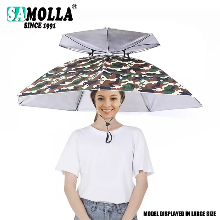 Rain Umbrella Hat Foldable Sun Shade Waterproof Fishing Headwear Cap Beach Head 