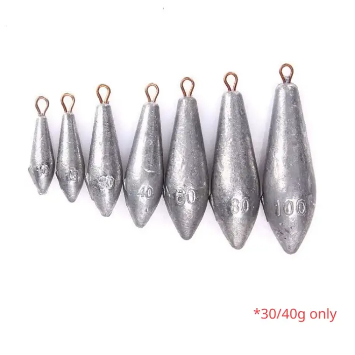 Lot de 5 plombs feuille de saule 30g 40g avec anneau et pied long pour pêche des carnassiers
