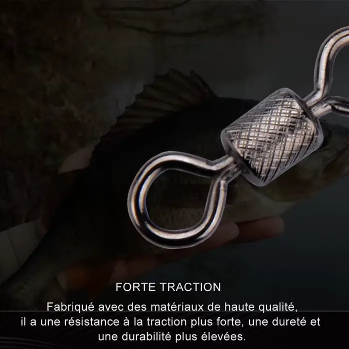 Lot 50 émerillons roulement à billes avec snap sécurité pour montages carpe et pêche sportive