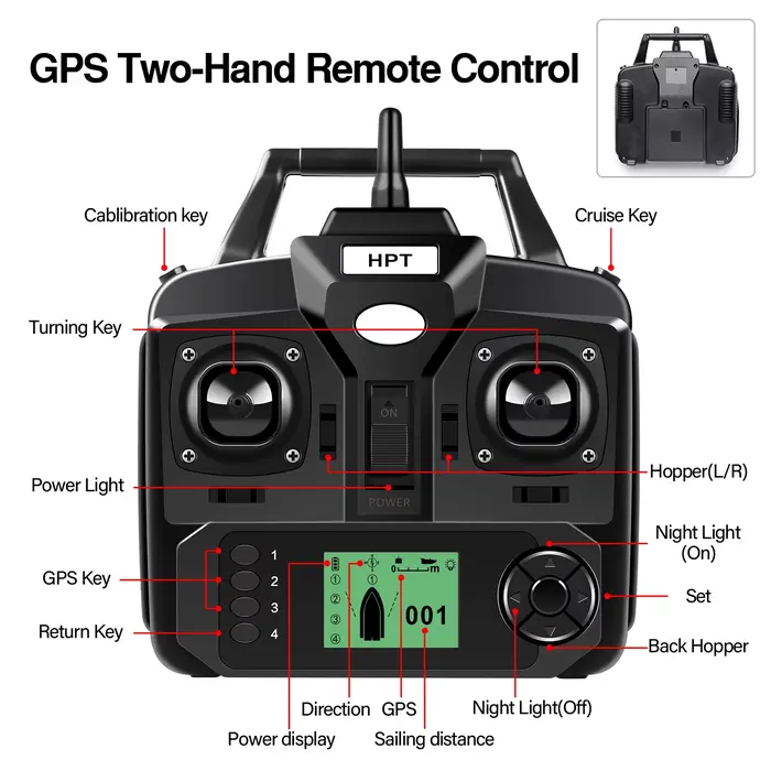 Bateau appât GPS avec sonar sans fil et 3 compartiments pour pêche à la carpe et contrôle à distance