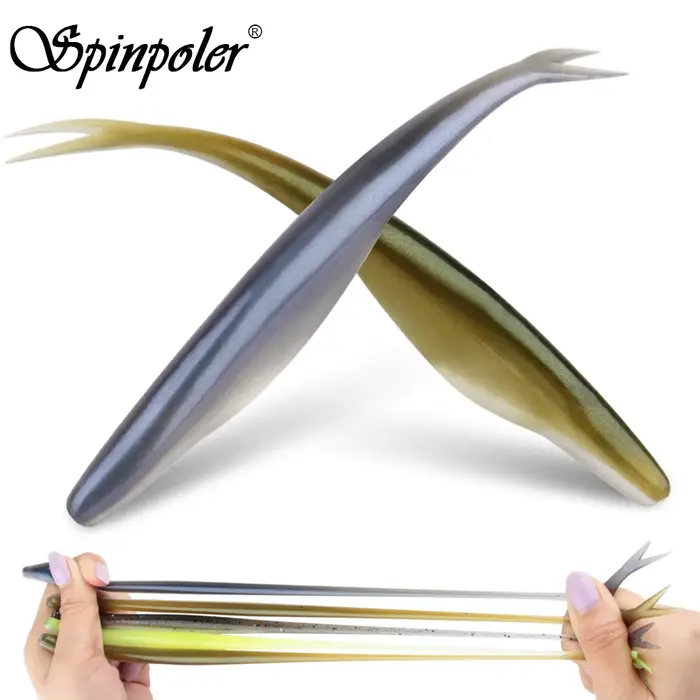 Leurre souple Spinpoler TPR Jerk Shad queue fourchue flottant pour pêche du sandre et brochet - Swimbait silicone