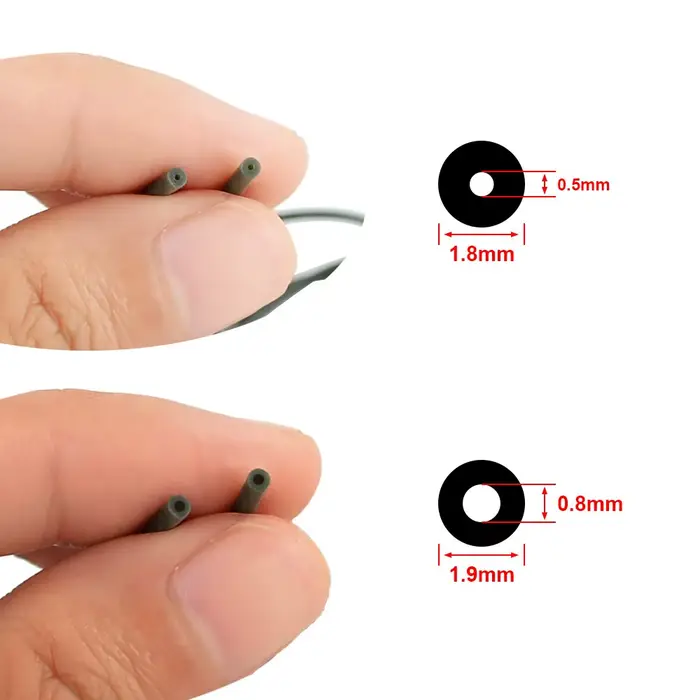 Tube silicone pour montages carpe HIRISI système safety lead-clip tailles 0.5x1.8mm 0.8x1.9mm 3 mètres