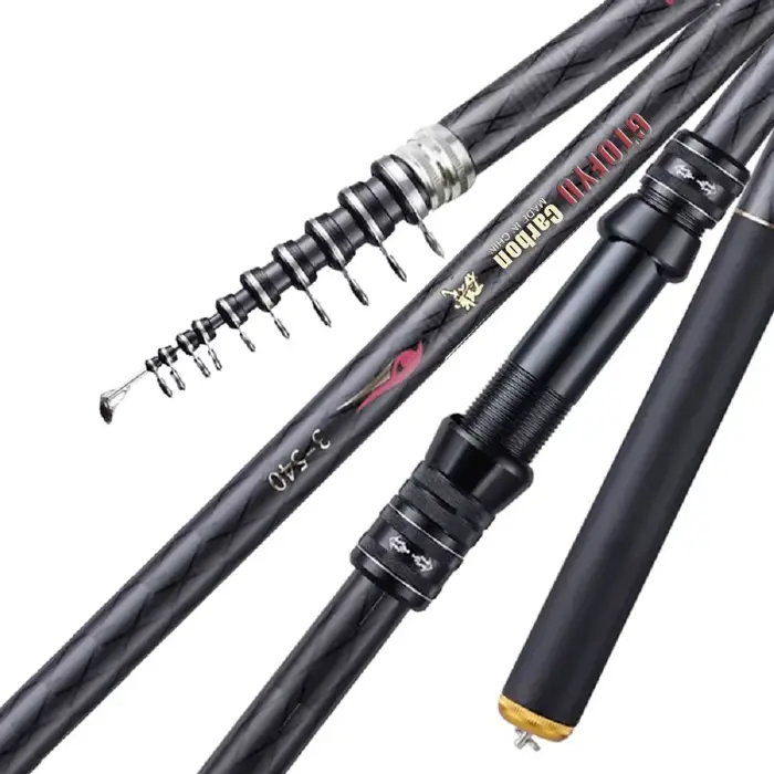 Canne télescopique carbone rock fishing 2.7m à 7.2m ultra légère pour leurres carpe mer