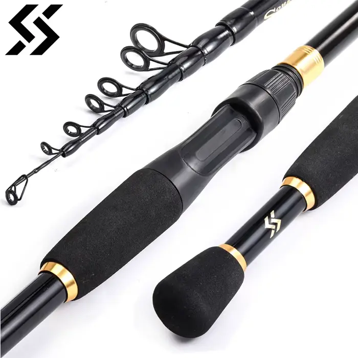 Canne télescopique Sougayilang ultra légère 1.8-2.4m spinning casting carbone leurres 10-30g transport facile