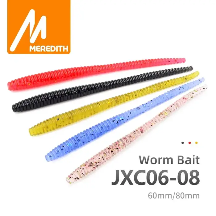 Leurres souples MEREDITH 60mm 80mm vers de terre truite - Appâts artificiels pêche lente sinking trout worm