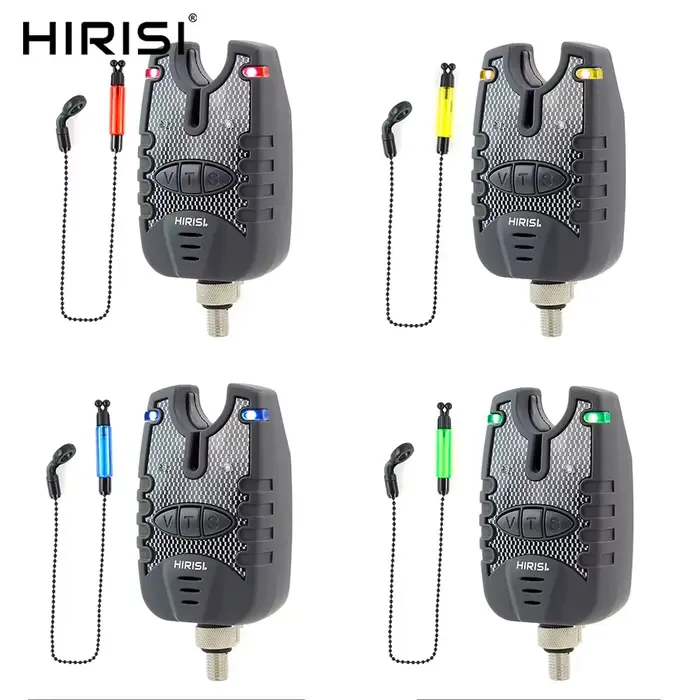 Kit alarme et swinger Hirisi 1+1 pour pêche à la carpe avec indicateur LED 4 couleurs
