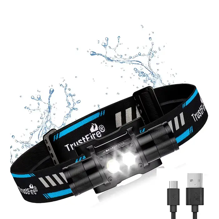Lampe frontale Trustfire H5R rechargeable USB 600lm double tête pour pêche et chasse