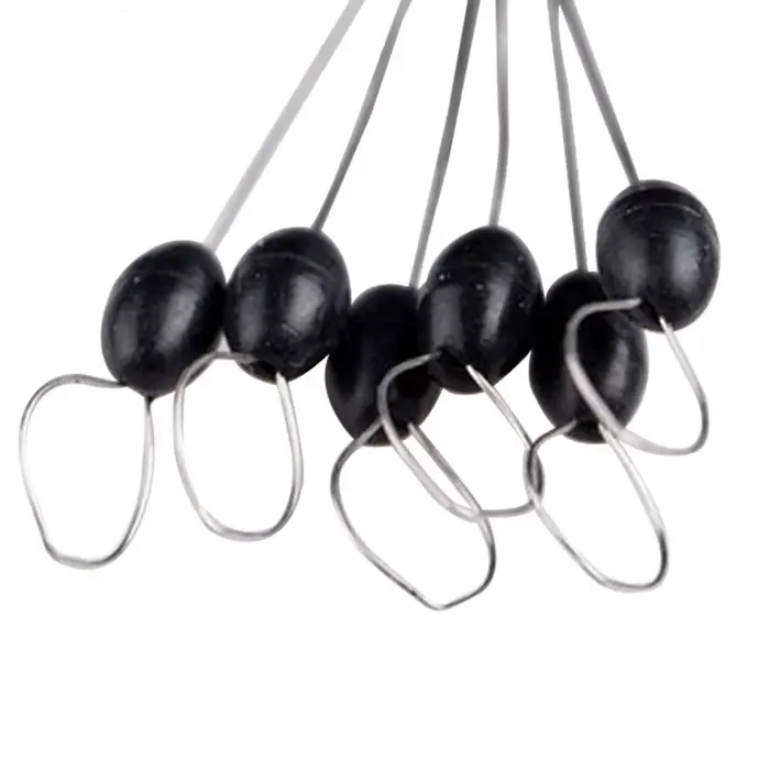 100 groupes connecteurs ovales espace haricot 6 en 1 - Arrêts flotteurs noirs pour ligne de pêche accessoires