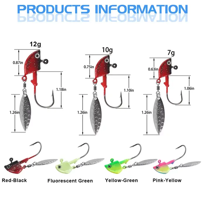 Jig fishing hooks avec spinner blade et yeux 3D pour pêche du walleye et bass avec animations attractives