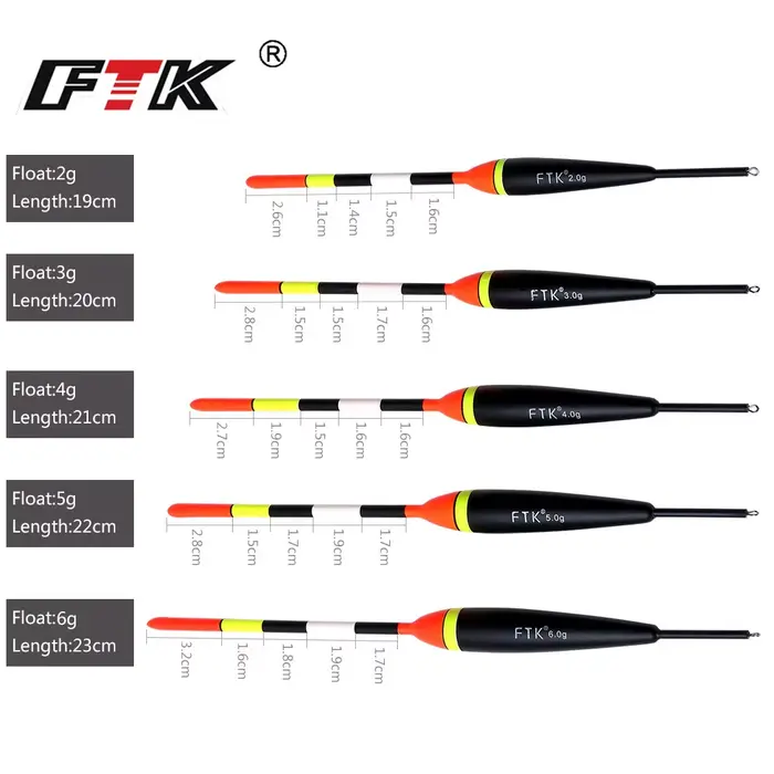 Flotteur pêche carpe lumineux Barguzinsky Fir Light On The Dark, 5 pièces, 19-23cm, portance 2g-6g pour