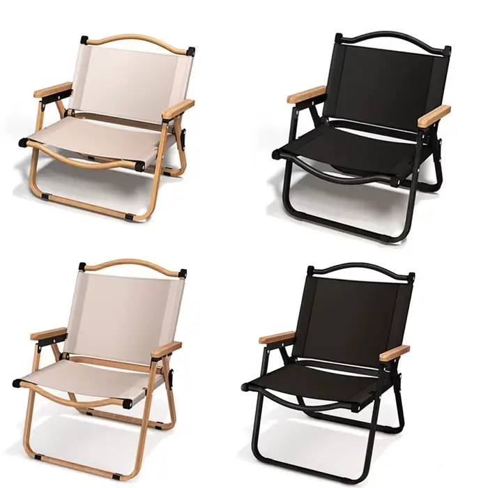 Chaise pliante aluminium grain de bois pour pêche - 2 pièces portable équipement camping Comite