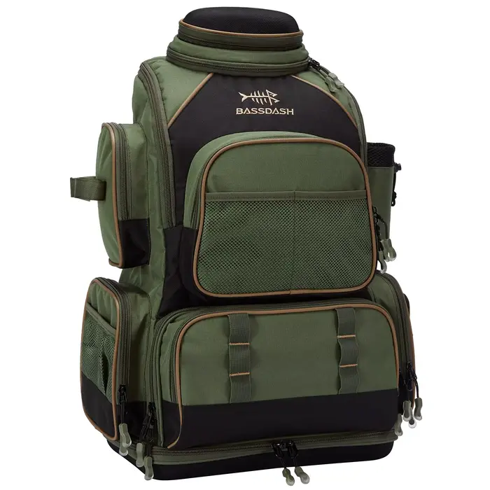 Boîte à pêche souple Bassdash avec protection pluie - Sac à dos tactique multifonction léger