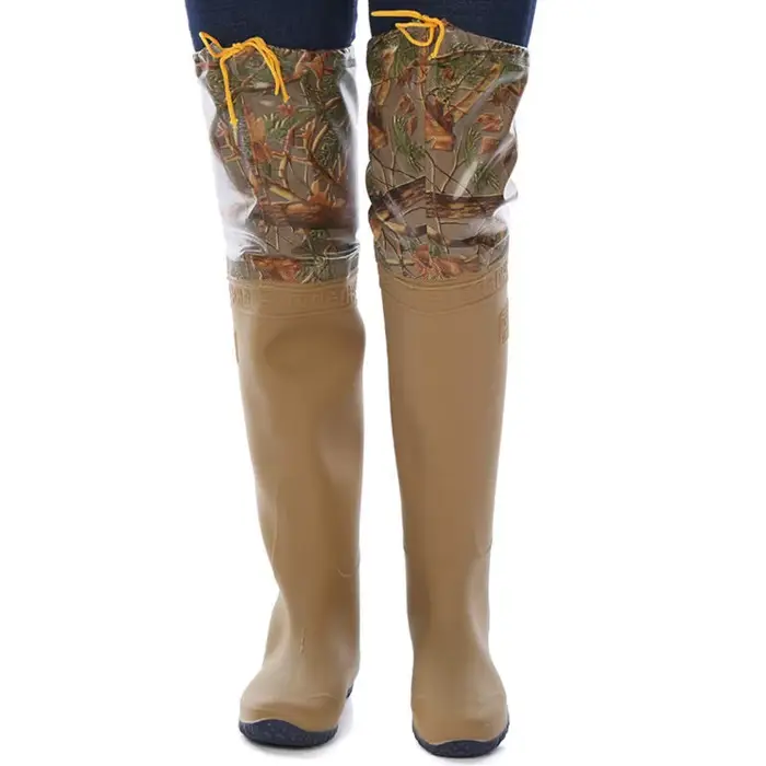 Waders camouflage PVC 60cm - Bottes pêche semelle souple - Utilisation polyvalente riziculture