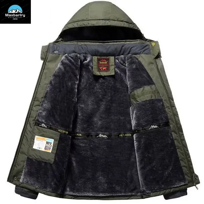 Veste polaire épaisse hiver pêche homme - Parka rétro imperméable - Coupe-vent alpinisme chasse