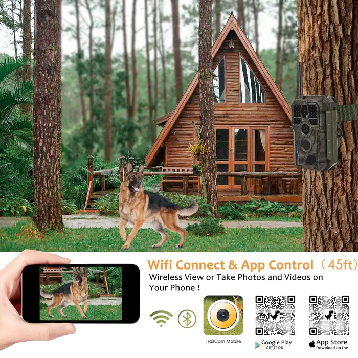 A280W caméra trail jeu 64MP WiFi avec LEDs sans lueur angle détection 120 degrés réglage application