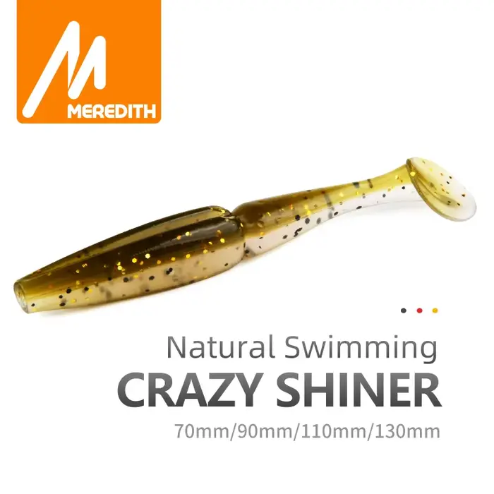 Leurre Souple Meredith Crazy Shiner 70-130mm, Appât Artificiel Wobbler pour la Pêche du Bar et Carnassiers