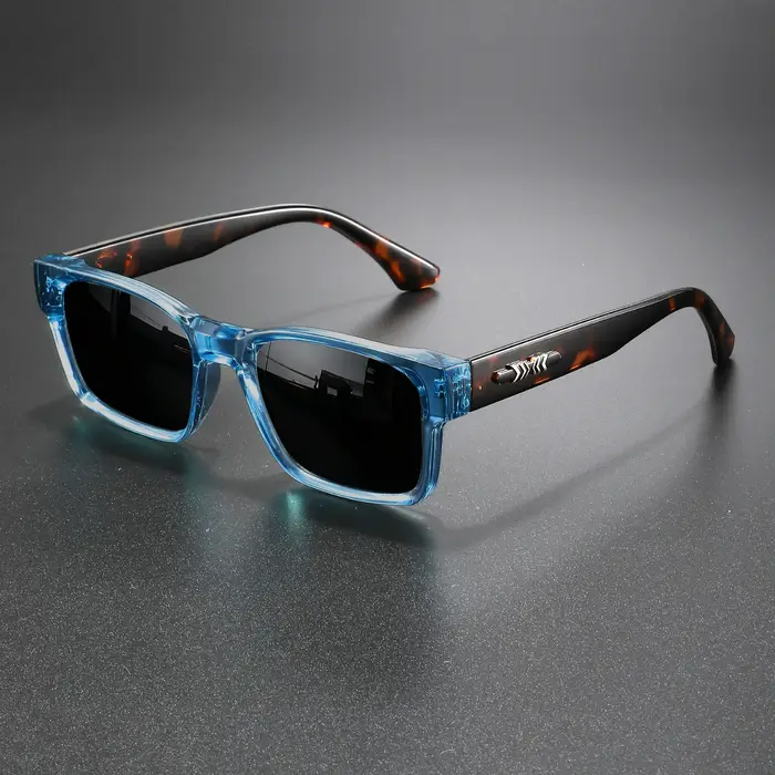 Lunettes de soleil rétro punk pêche - Cadre carré protecteur UV400 unisexe pour aventures extérieures