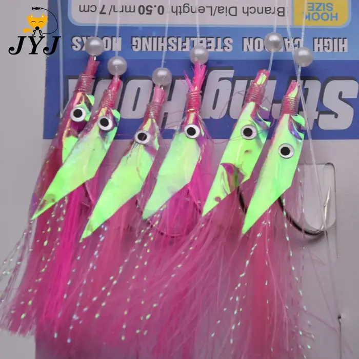 Pack de crochets JYJ peau de poisson laser - Sabiki pour pêche en mer du maquereau espagnol