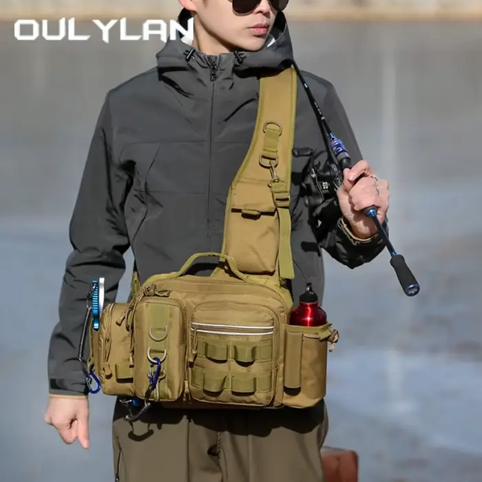 Sac bandoulière tactique camouflage pour pêche - Rangement leurres et lignes outdoor homme