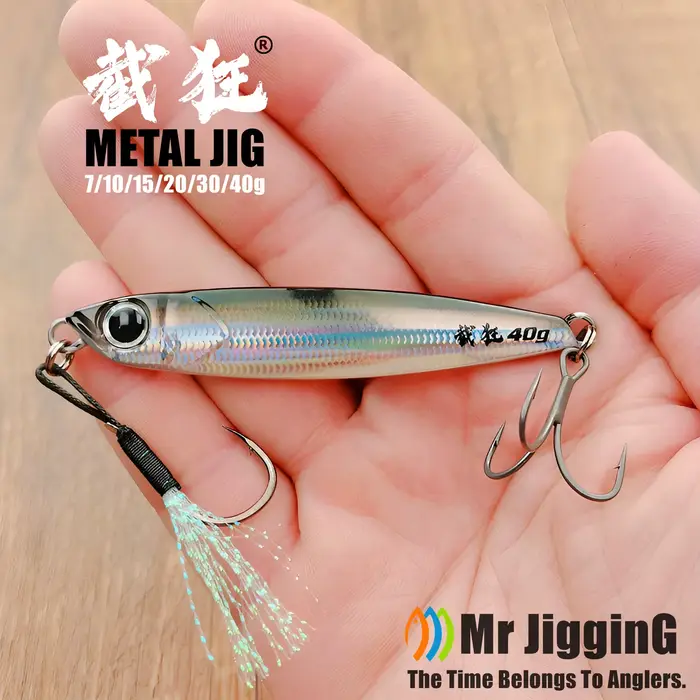 Leurre métal Mr JigginG coulant rapide 10 à 40g pour bar et pêche en mer du bord