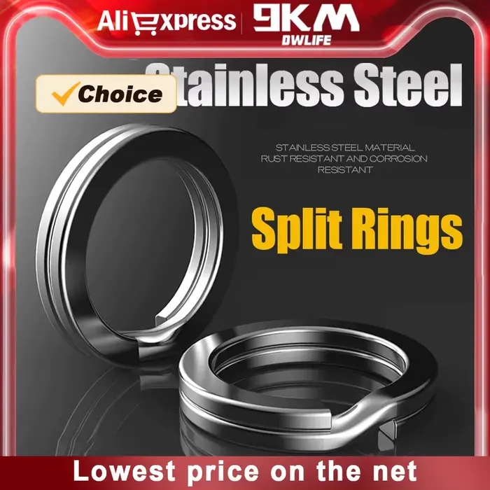 9KM 30 anneaux split rings pêche acier inoxydable pour leurres et connecteurs mer