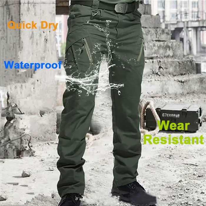 Pantalon cargo travail tactique été homme imperméable multi-poches randonnée pêche entraînement