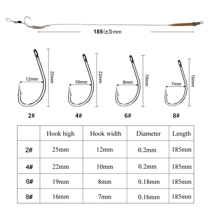 Montages carp fishing FTK 18.5cm hameçons hair rigs avec ligne 30-60LB pour pêche au feeder