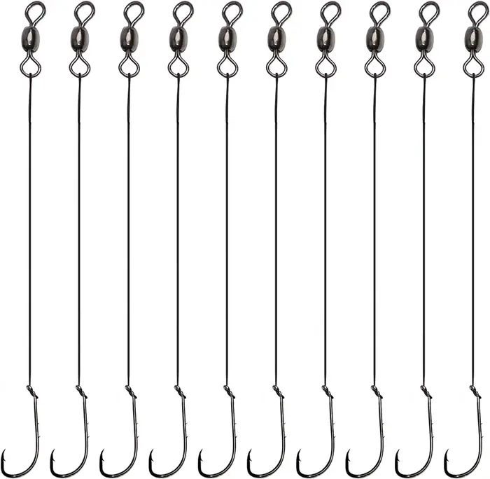 Montage fishing hook avec leader rig et rolling swivel pour pêche en eau douce et pêche au vif