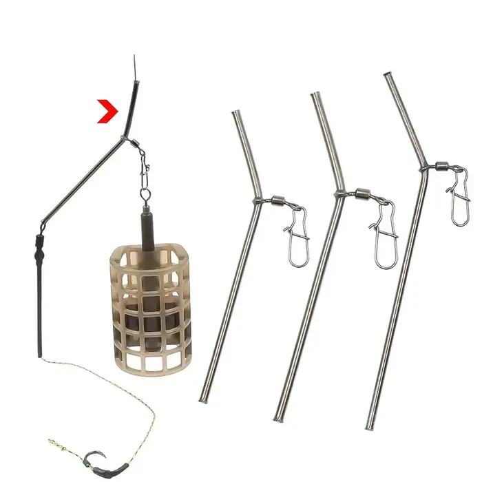 5 anti-tangles pour pêche à la carpe avec méthode feeder - Booms avec snap swivels et cages à appâts