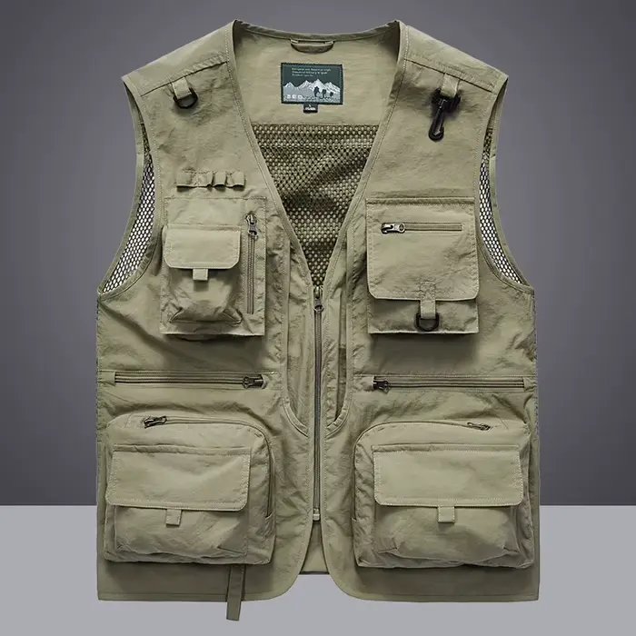 Veste tactique pêche randonnée 14 poches été homme photographe mailles cargo sans manches 7XL