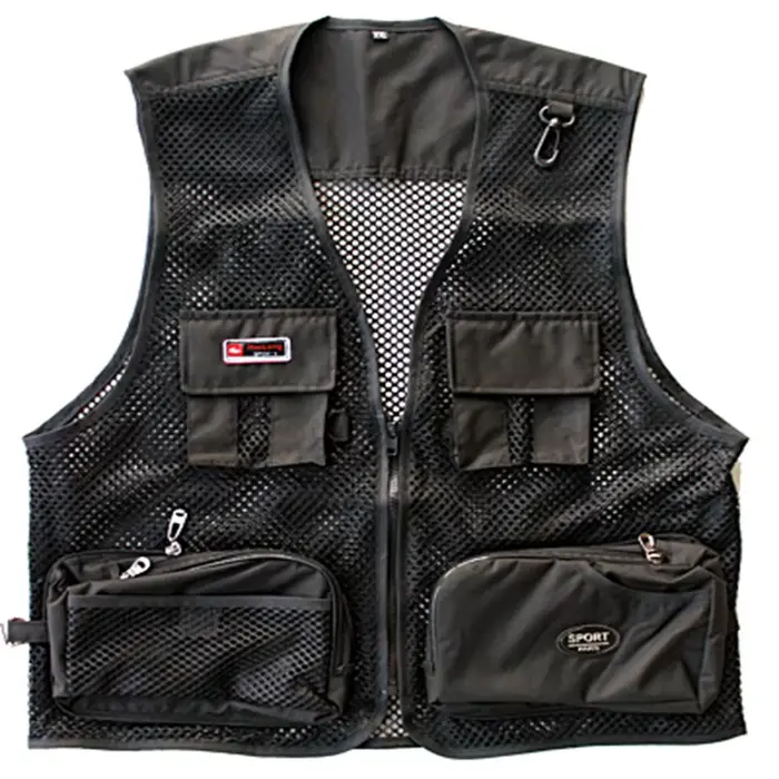 Veste de pêche homme été multi-poches respirante pour équipement photo et accessoires