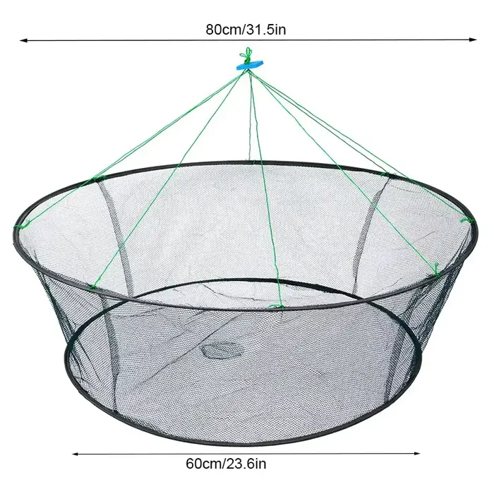 Filet de pêche pliable 80 cm à grande ouverture pour crevettes anguilles et crabes avec appât