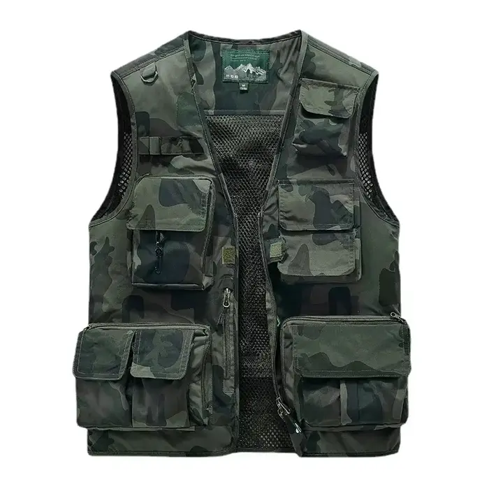 Veste mesh pêche homme 6XL multi-poches - Veste respirante pour photographie et escalade en extérieur